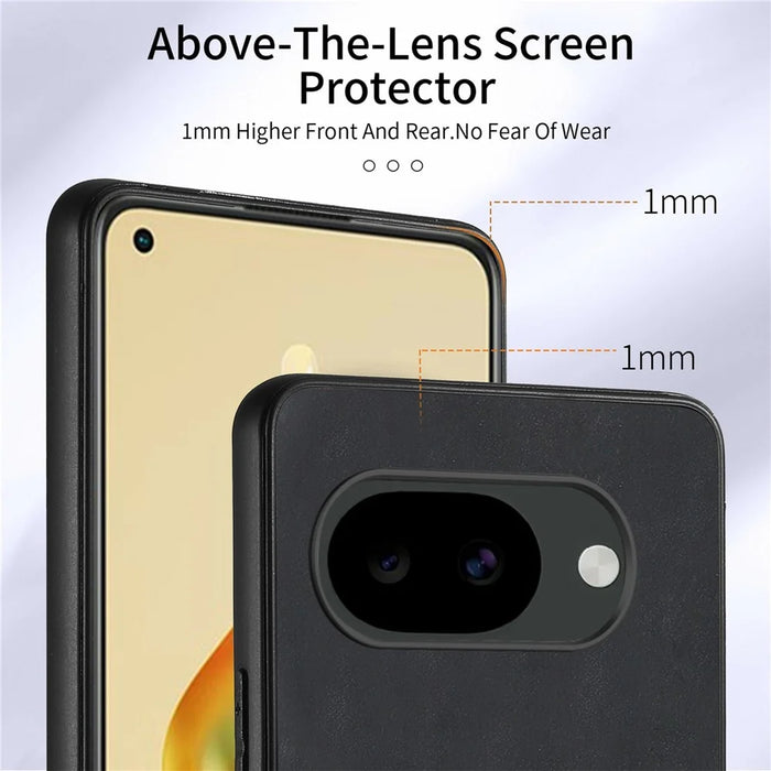 For Google Pixel 10a Case Kickstand Leather + TPU Non-Slip Protective Cover with Card Slots - Black - 6