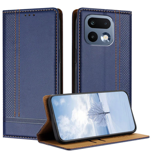For Realme 16 Pro 5G Case L-Shaped Grid Pattern Leather Stand Phone Cover with Card Slots - Blue - 1