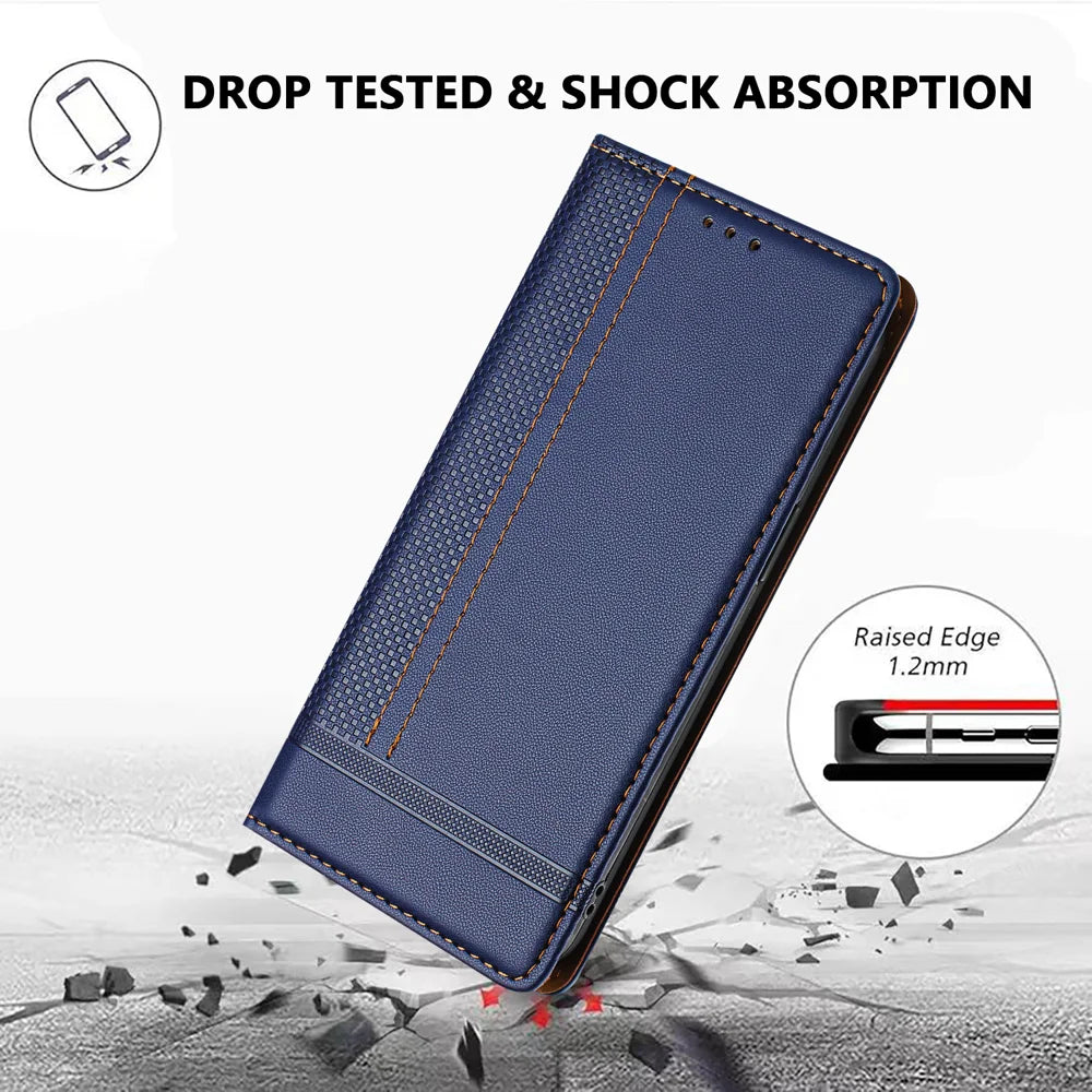 For OnePlus 15T 5G Case L-Shaped Grid Pattern Leather Stand Phone Cover with Card Slots - Blue - 3