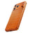 For iPhone 17 Pro Magnetic Case Metal Spring Buckle Leather Coated TPU Phone Cover - Orange - 1