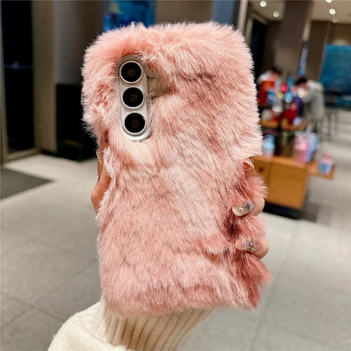 For Samsung Galaxy A18 5G / A18 4G / A17 5G / A17 4G Case 2cm Long Plush Fluffy Soft TPU Phone Cover - Brown - 1