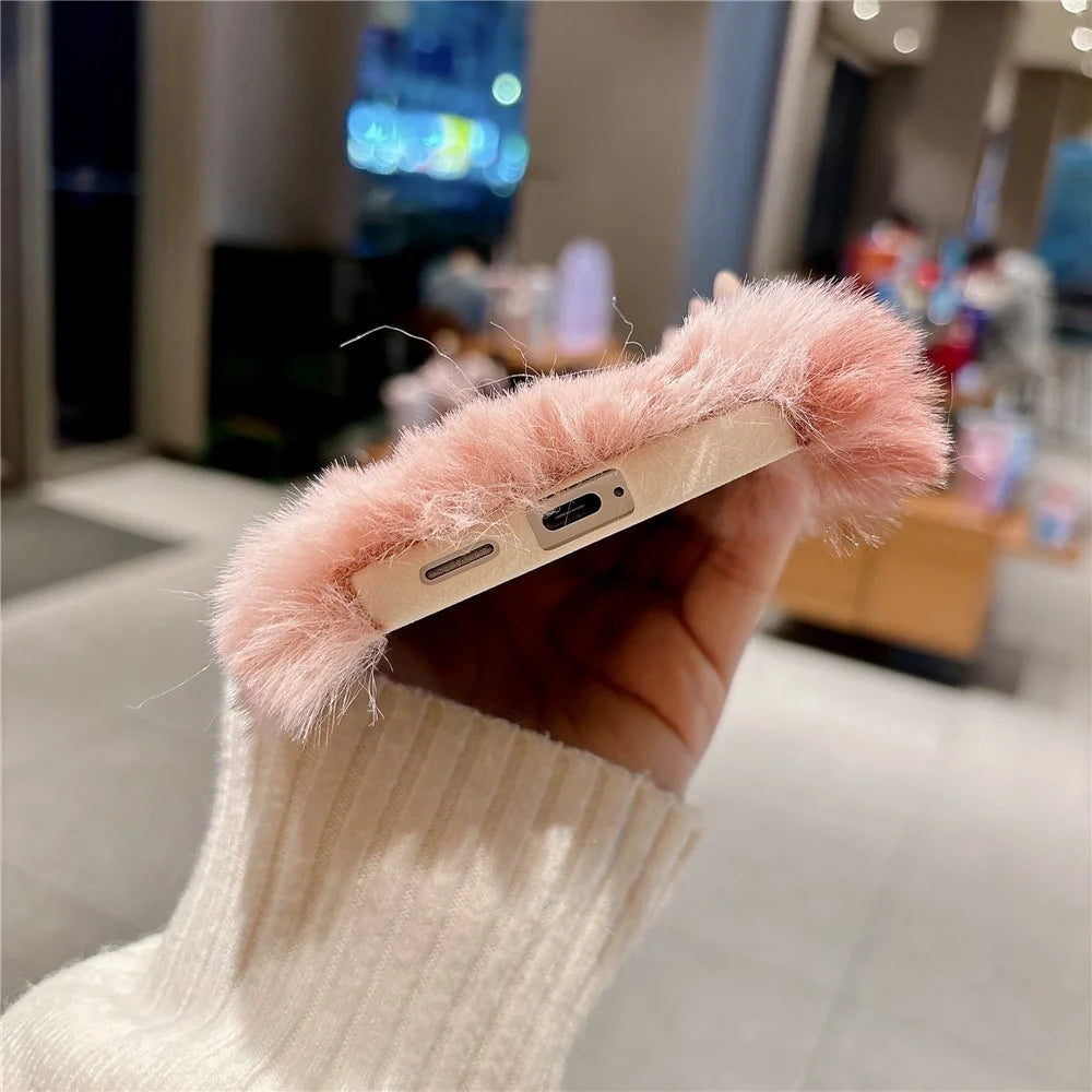 For Samsung Galaxy A18 5G / A18 4G / A17 5G / A17 4G Case 2cm Long Plush Fluffy Soft TPU Phone Cover - Brown - 4
