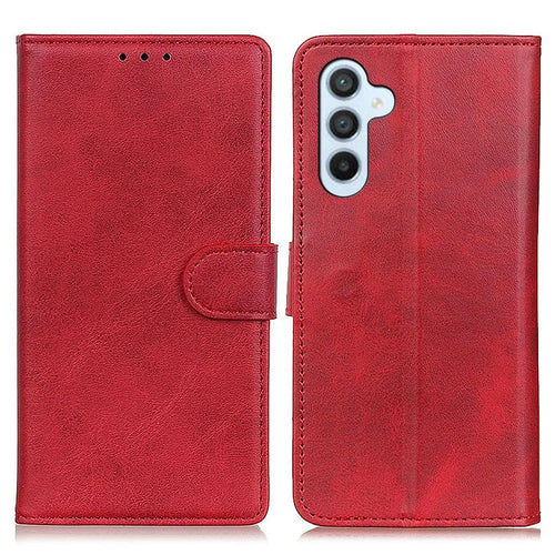 Anti-fall Flip Cell Phone Cover For Samsung Galaxy A54 5G Cowhide Texture Wear-resistant PU Leather Phone Case Wallet Stand - Red - 1