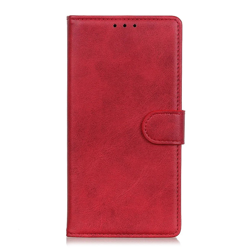 Anti-fall Flip Cell Phone Cover For Samsung Galaxy A54 5G Cowhide Texture Wear-resistant PU Leather Phone Case Wallet Stand - Red - 7