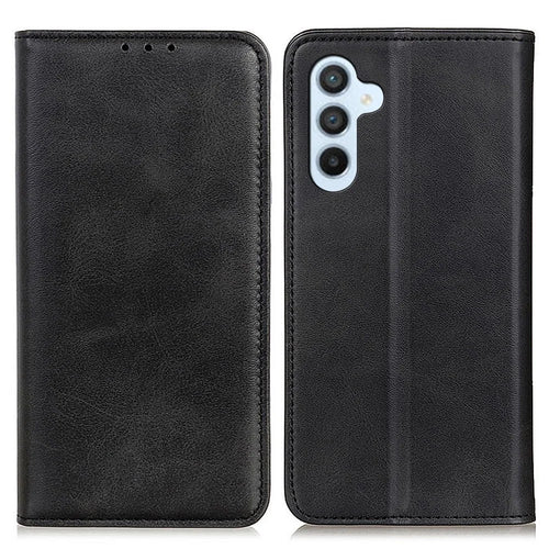Cowhide Texture Phone Cover For Samsung Galaxy A54 5G, Split Leather + TPU Magnetic Auto Closing Scratch-resistant Phone Case Stand Wallet - Black - 1