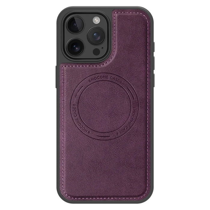 For iPhone 13 Pro Max Case Compatible with MagSafe Leather Back Phone Cover - Dark Purple - 2