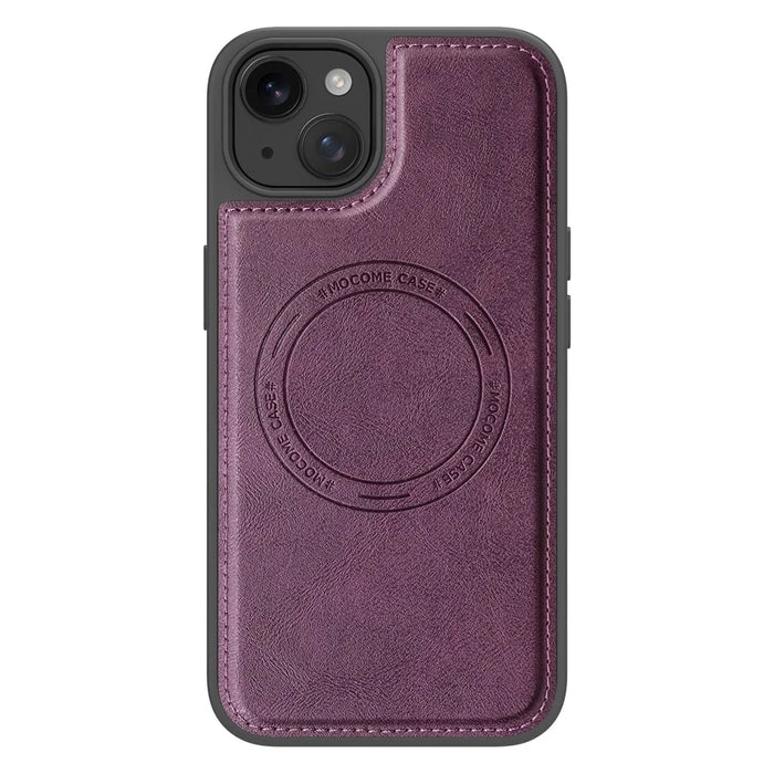 For iPhone 14 Plus Case Compatible with MagSafe Leather Back Phone Cover - Dark Purple - 2