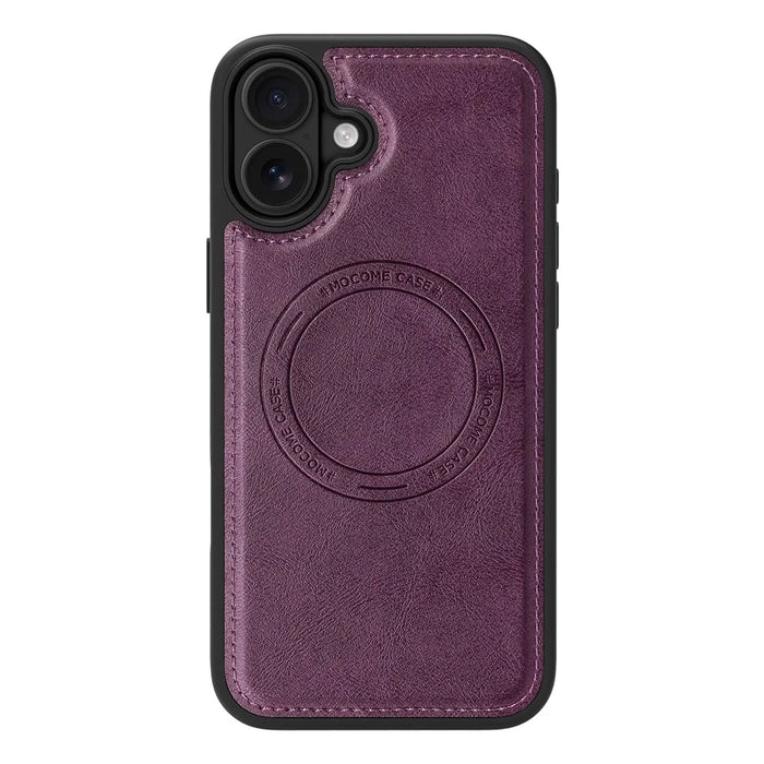 For iPhone 16 Plus Case Compatible with MagSafe Leather Back Phone Cover - Dark Purple - 2