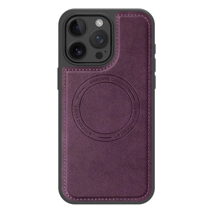 For iPhone 15 Pro Max Case Compatible with MagSafe Leather Back Phone Cover - Dark Purple - 2