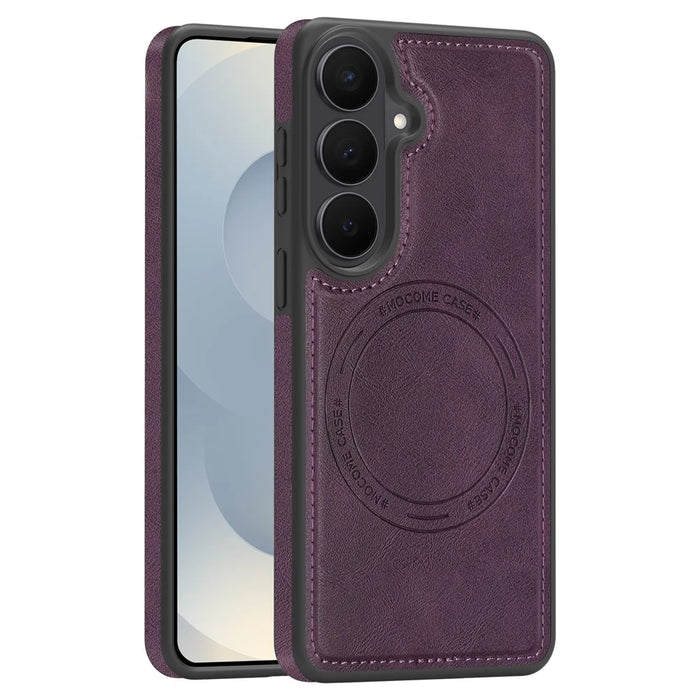 For Samsung Galaxy S26 Magnetic Phone Case Leather Back Phone Cover - Dark Purple - 1