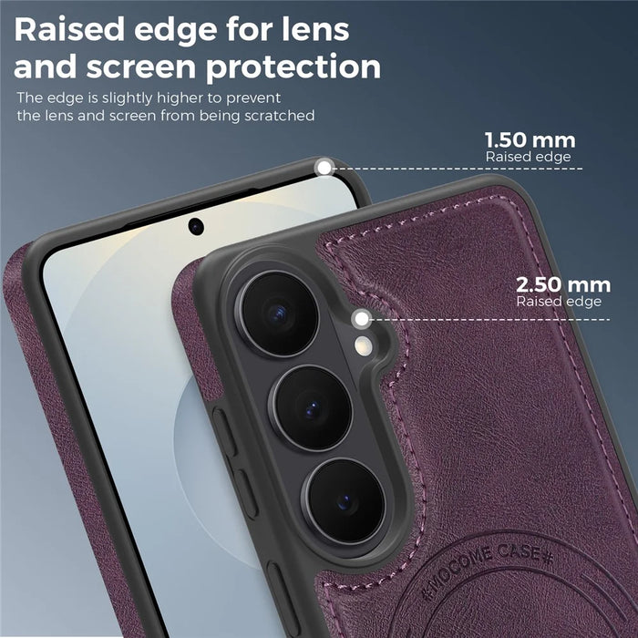 For Samsung Galaxy S26 Magnetic Phone Case Leather Back Phone Cover - Dark Purple - 7