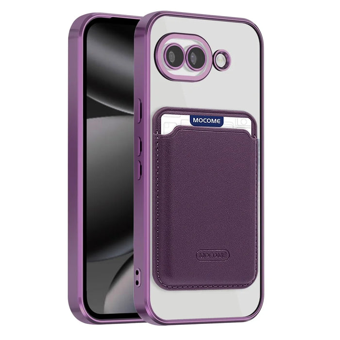 For Google Pixel 10a Magnetic Phone Case TPU + PC Mobile Cover with Card Bag - Purple - 2