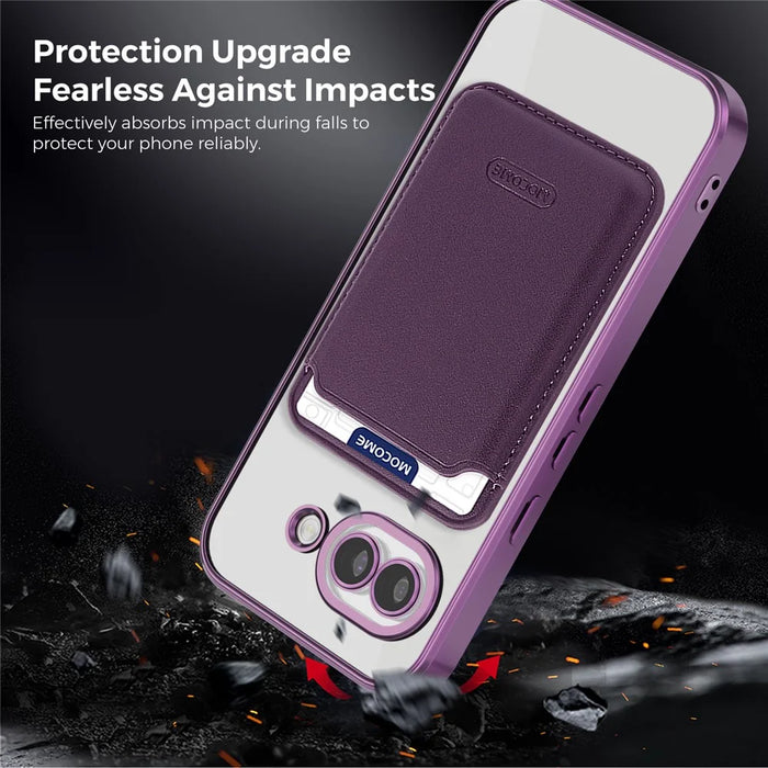 For Google Pixel 10a Magnetic Phone Case TPU + PC Mobile Cover with Card Bag - Purple - 4