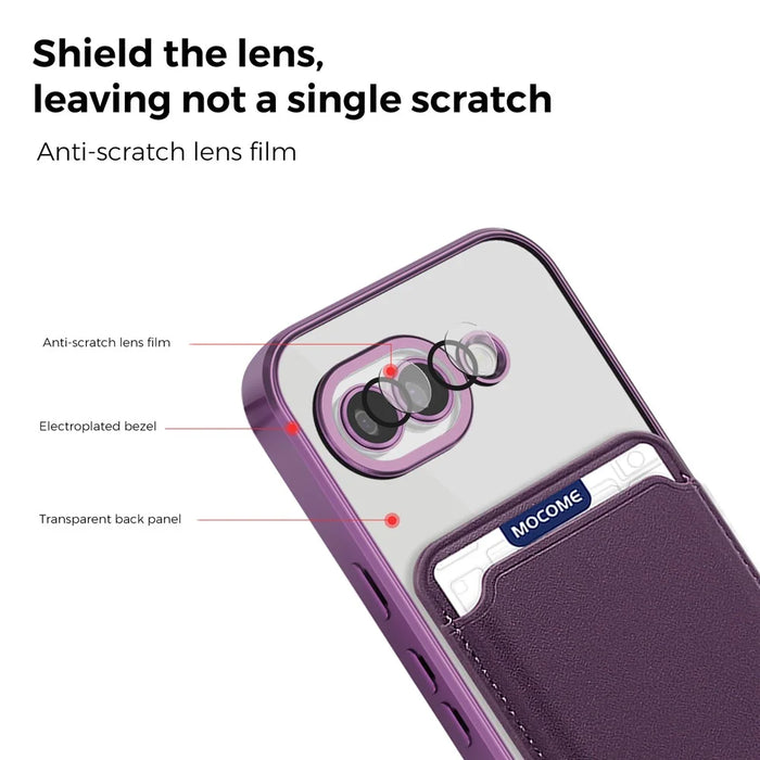 For Google Pixel 10a Magnetic Phone Case TPU + PC Mobile Cover with Card Bag - Purple - 5