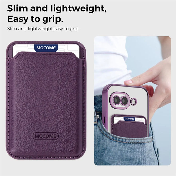 For Google Pixel 10a Magnetic Phone Case TPU + PC Mobile Cover with Card Bag - Purple - 6