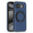 For Google Pixel 10a Magnetic Case with Ring Kickstand PU Leather Back Cover - Sapphire - 2