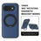 For Google Pixel 10a Magnetic Case with Ring Kickstand PU Leather Back Cover - Sapphire - 3