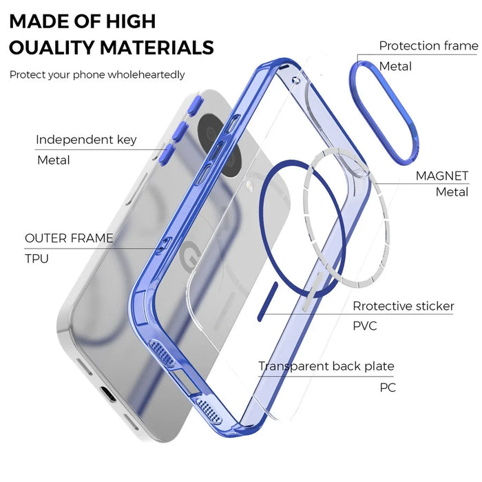 For Google Pixel 10a Magnetic Case TPU PC Clear Phone Cover - Sapphire - 5