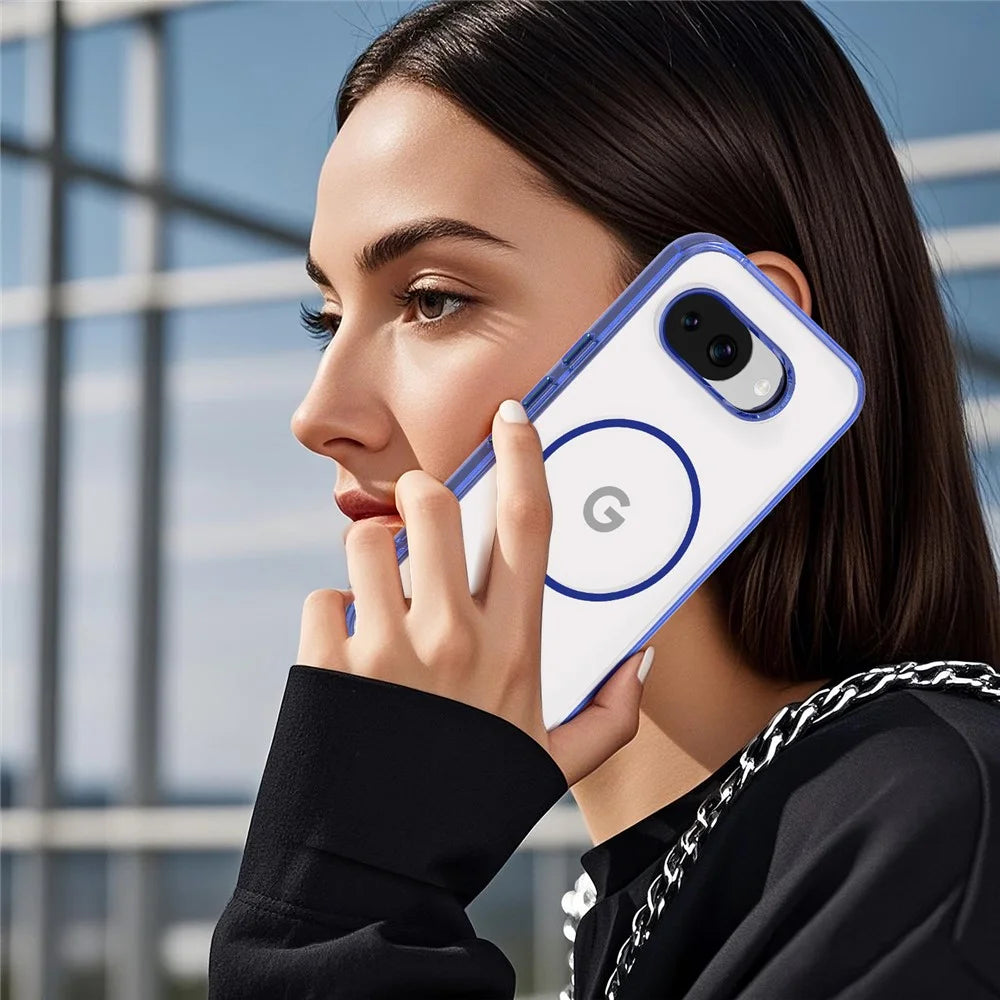 For Google Pixel 10a Magnetic Case TPU PC Clear Phone Cover - Sapphire - 7