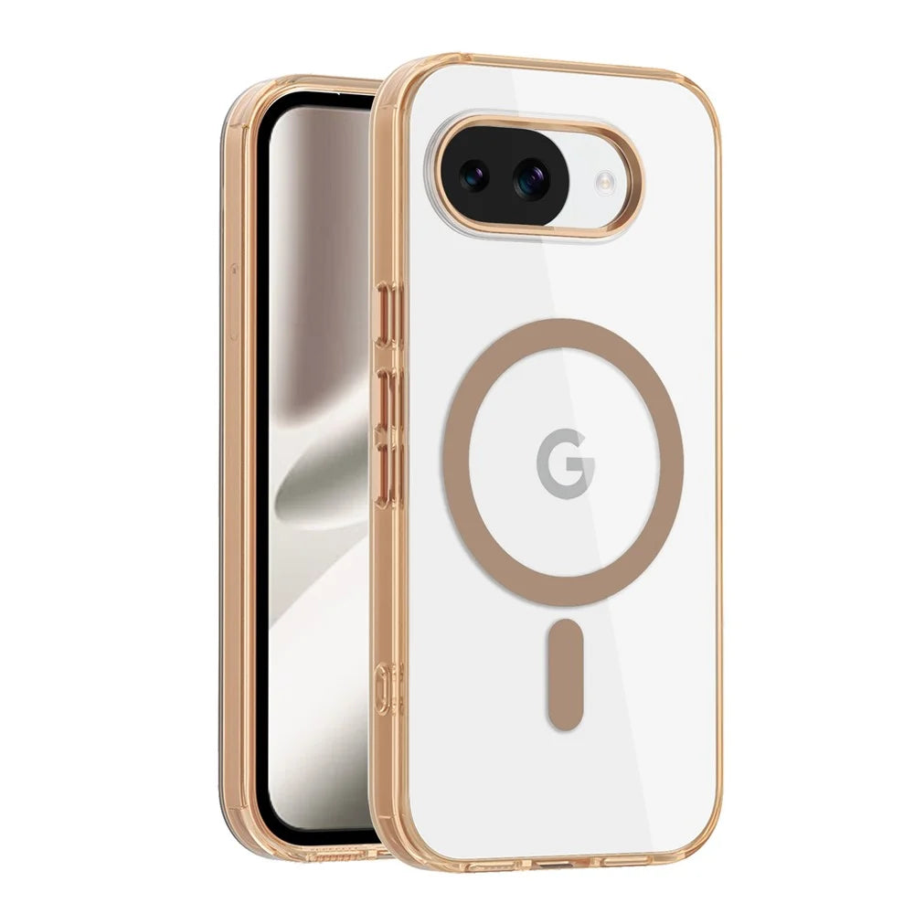 For Google Pixel 10a Magnetic Case TPU + PC Transparent Phone Cover - Desert Gold - 1