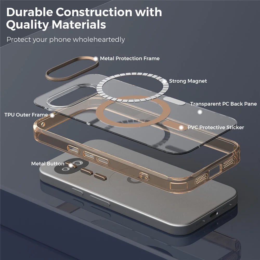 For Google Pixel 10a Magnetic Case TPU + PC Transparent Phone Cover - Desert Gold - 5