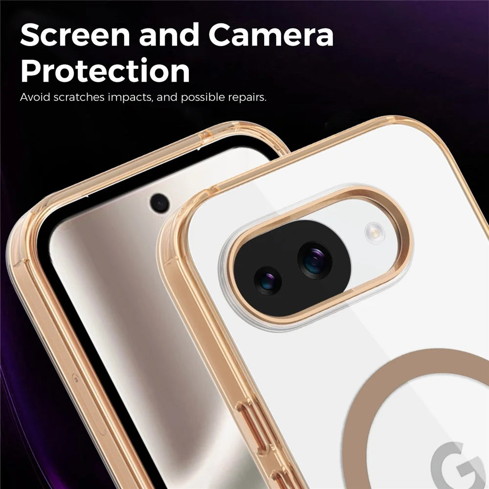 For Google Pixel 10a Magnetic Case TPU + PC Transparent Phone Cover - Desert Gold - 6