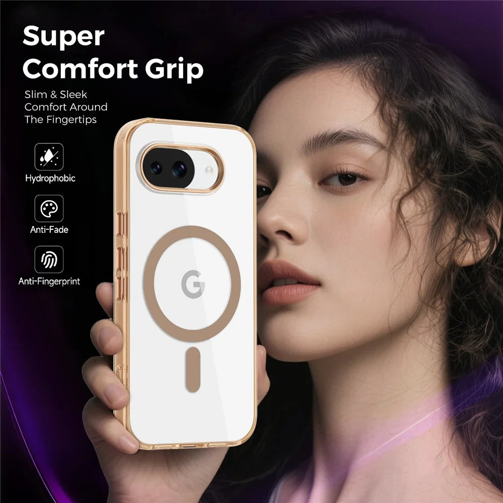 For Google Pixel 10a Magnetic Case TPU + PC Transparent Phone Cover - Desert Gold - 7