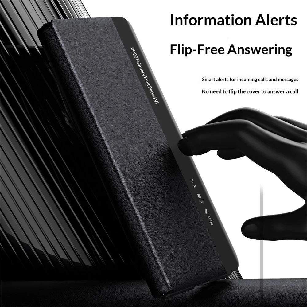 For vivo X Fold6 5G Case View Window PU Leather Stand Smart Phone Cover - Black - 3
