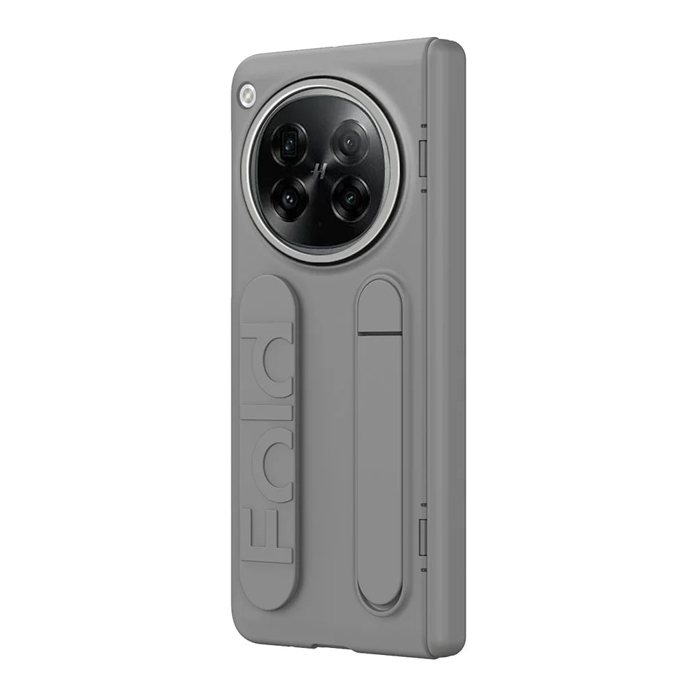 For Oppo Find N6 5G Case Kickstand Wristband PC Phone Cover with Tempered Glass Film - Grey - 3