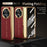 For Honor Magic V6 5G Case PU Leather + PC Electroplating Phone Cover with Tempered Glass Screen Film - Red - 3