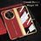 For Honor Magic V6 5G Case PU Leather + PC Electroplating Phone Cover with Tempered Glass Screen Film - Red - 5