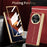 For Honor Magic V6 5G Case PU Leather + PC Electroplating Phone Cover with Tempered Glass Screen Film - Red - 6