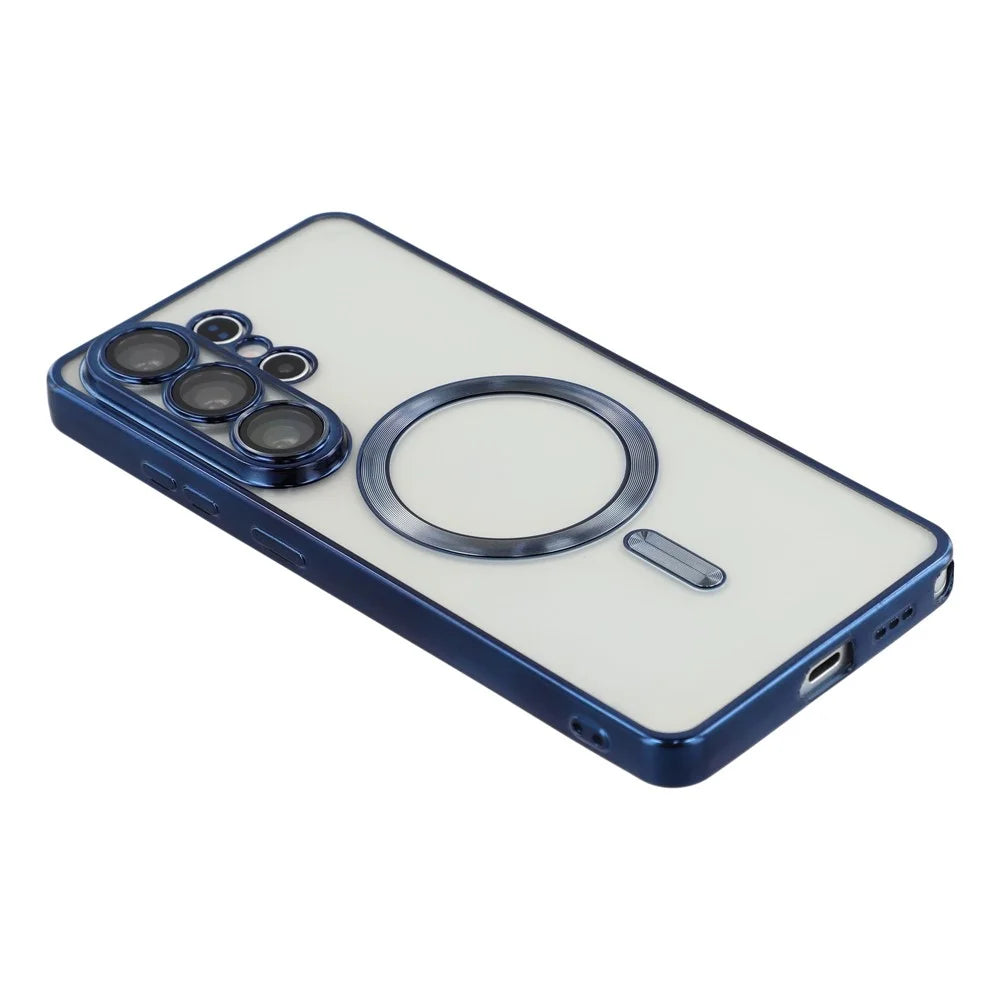 For Samsung Galaxy S26 Ultra Magnetic Case Electroplated TPU Phone Cover with Lens Film - Navy Blue - 4