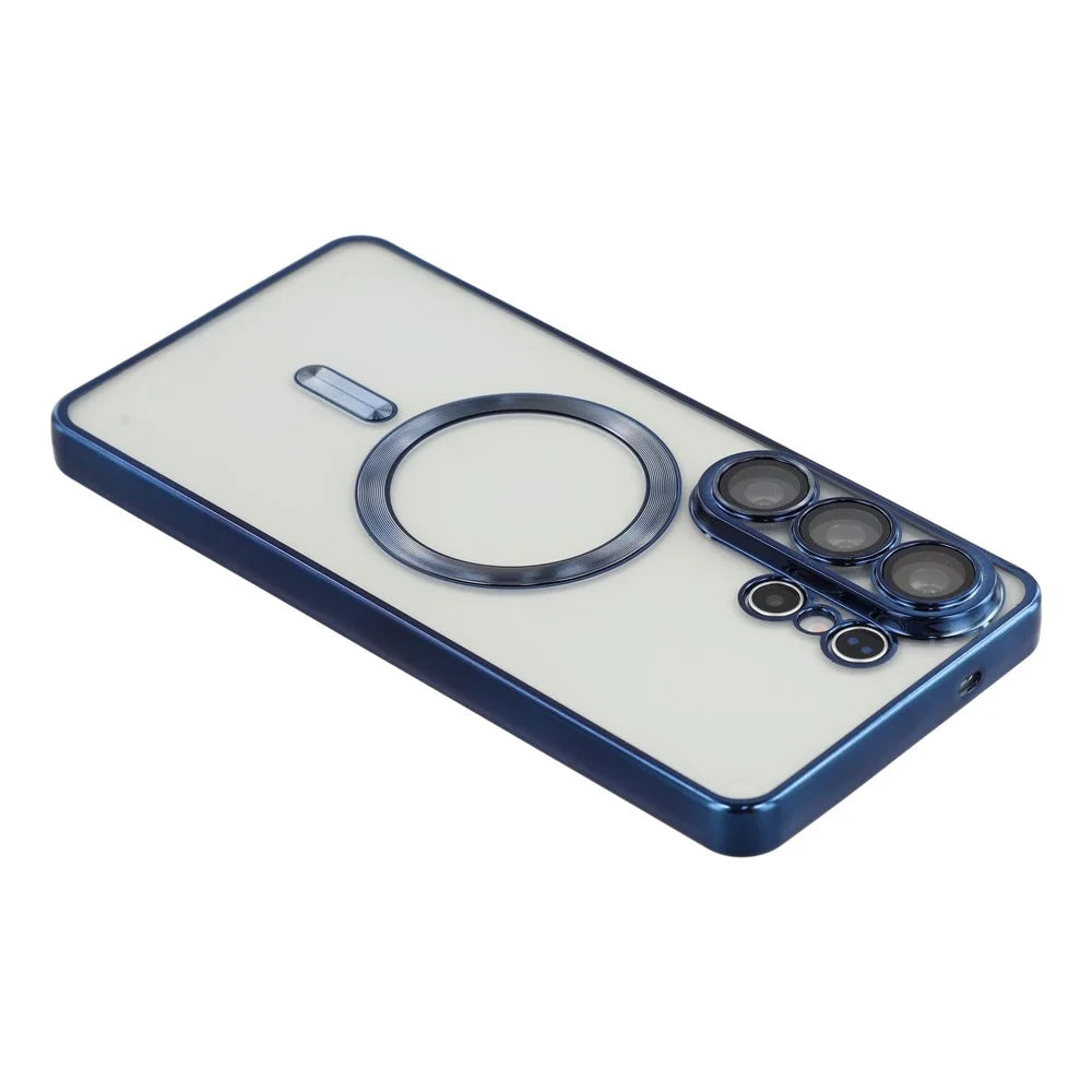 For Samsung Galaxy S26 Ultra Magnetic Case Electroplated TPU Phone Cover with Lens Film - Navy Blue - 5
