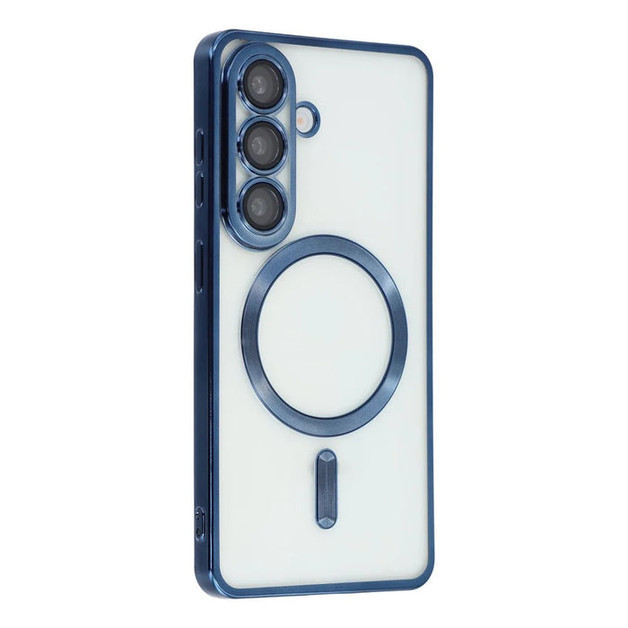 For Samsung Galaxy A37 5G Magnetic Case Electroplated TPU Phone Cover with Lens Film - Blue - 1