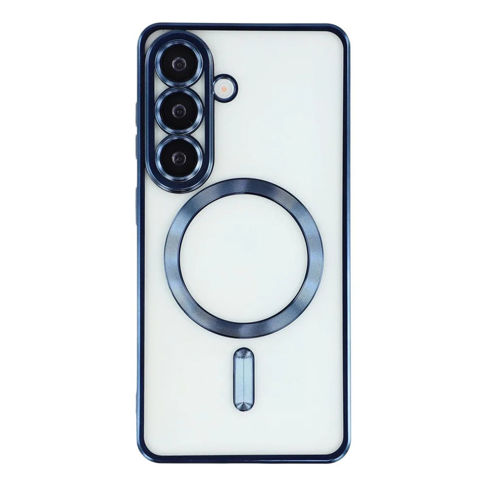 For Samsung Galaxy A37 5G Magnetic Case Electroplated TPU Phone Cover with Lens Film - Blue - 2