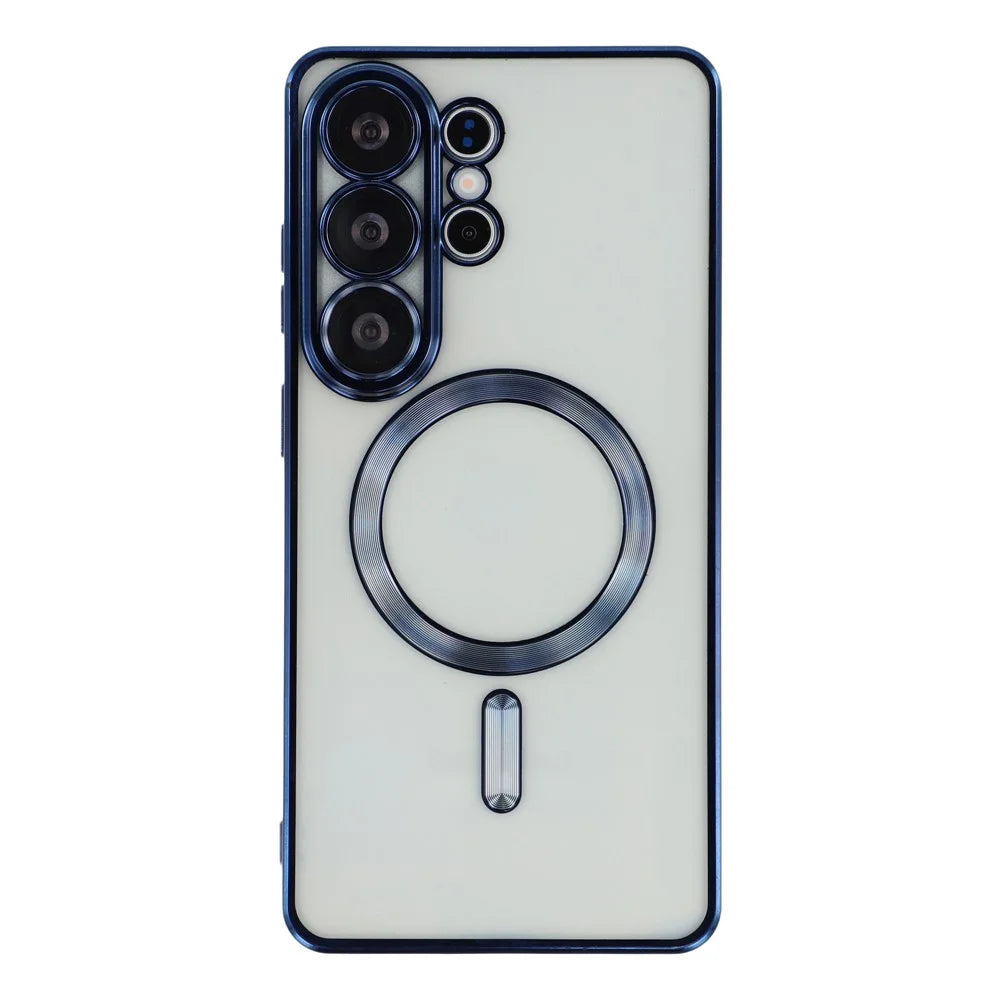 For Samsung Galaxy S25 Ultra Magnetic Case Electroplated TPU Phone Cover with Lens Film - Navy Blue - 2