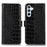 For Samsung Galaxy A54 5G Crocodile Texture Phone Case Genuine Cowhide Leather Wallet Stand RFID Blocking Anti-drop Cover - Black - 1