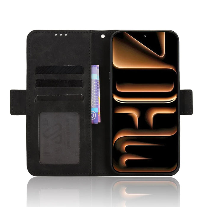 For Infinix Note 60 Pro 5G / Infinix Note 60 5G Leather Case Phone Wallet Cover with Multiple Card Slots - Black - 5