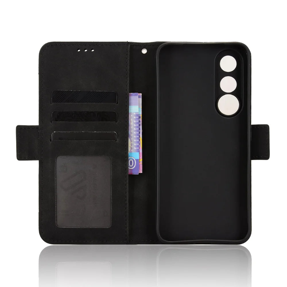For vivo V70 FE 5G Leather Case Phone Wallet Cover with Multiple Card Slots - Black - 4