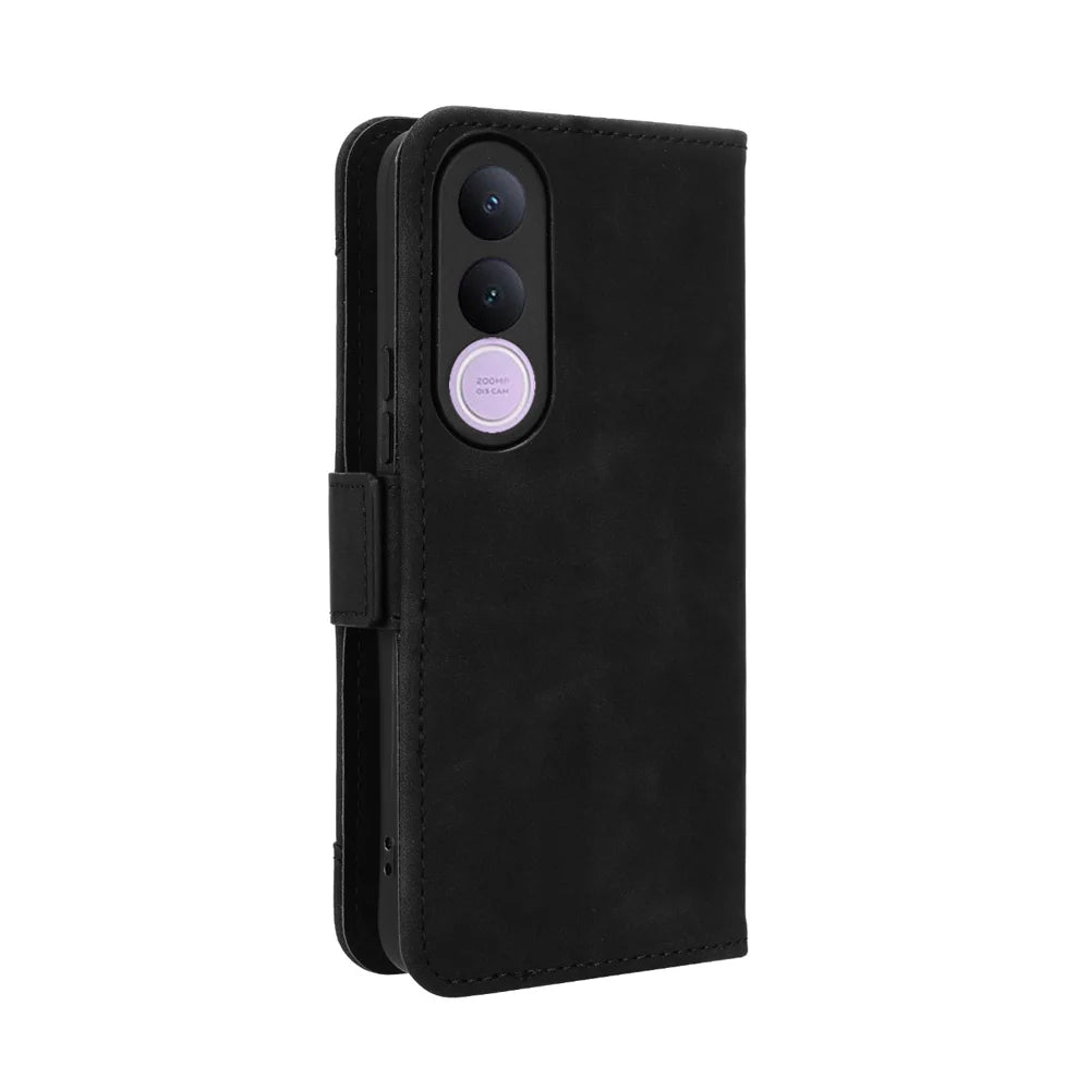 For vivo V70 FE 5G Leather Case Phone Wallet Cover with Multiple Card Slots - Black - 7