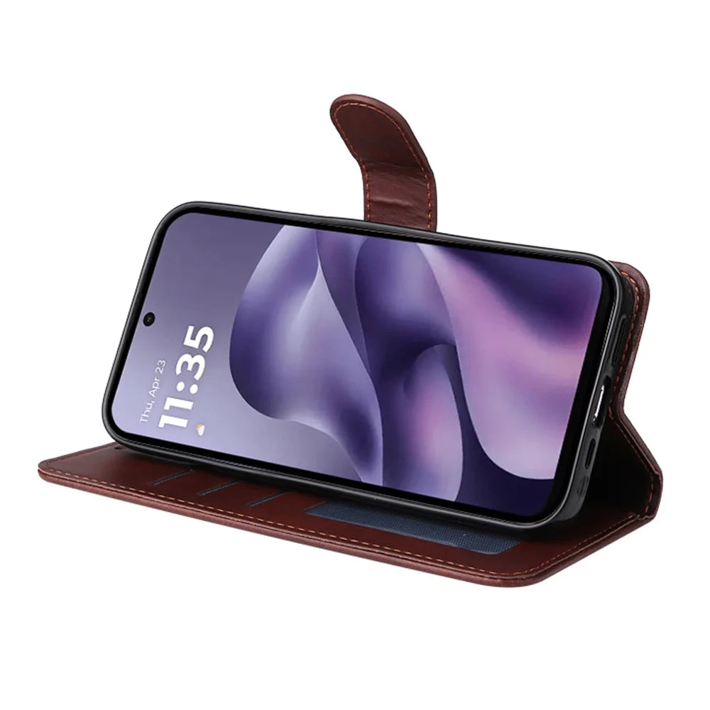 ENKAY HAT PRINCE For Motorola Moto G17 Power 4G / G17 4G / G15 4G / G15 Power 4G PU Leather Wallet Case Phone Stand Cover with 9H Tempered Glass - Pink - 3