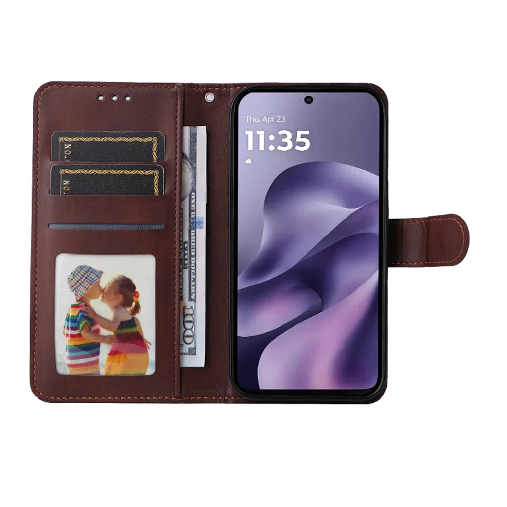 ENKAY HAT PRINCE Wallet Case For Motorola Moto G87 5G / G77 5G / G67 5G PU Leather Phone Stand Cover with 9H Tempered Glass - Pink - 6