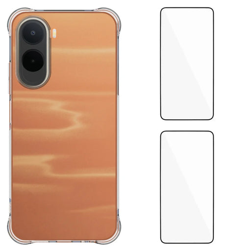 WANLONFENG For Xiaomi Poco C85x 5G / Redmi A7 Pro 4G (171.56mm) WL2 Series TPU Case 2.0mm Phone Cover with 2Pcs Tempered Glass Films - Transparent - 1
