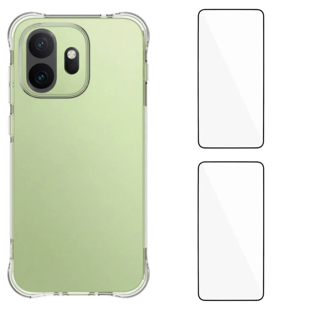 WANLONFENG For OnePlus 15T 5G WL2 Series TPU Case 2.0mm Phone Cover with 2Pcs Tempered Glass Films - Transparent - 1