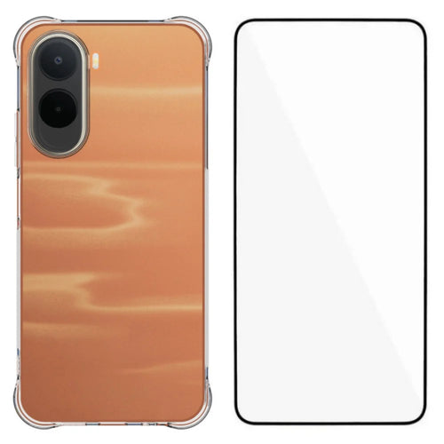 WANLONFENG For Xiaomi Poco C85x 5G / Redmi A7 Pro 4G (171.56mm) WL Series Case 2.0mm TPU Phone Cover with Tempered Glass Film - Transparent - 1