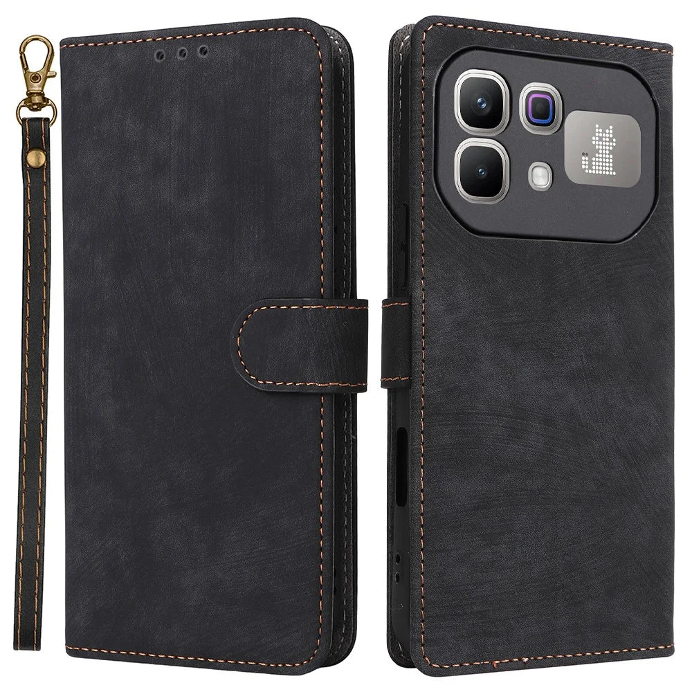 For Infinix Note 60 5G / 60 Pro 5G Case Wallet RFID Blocking PU Leather Phone Cover Stand with Strap - Black - 1