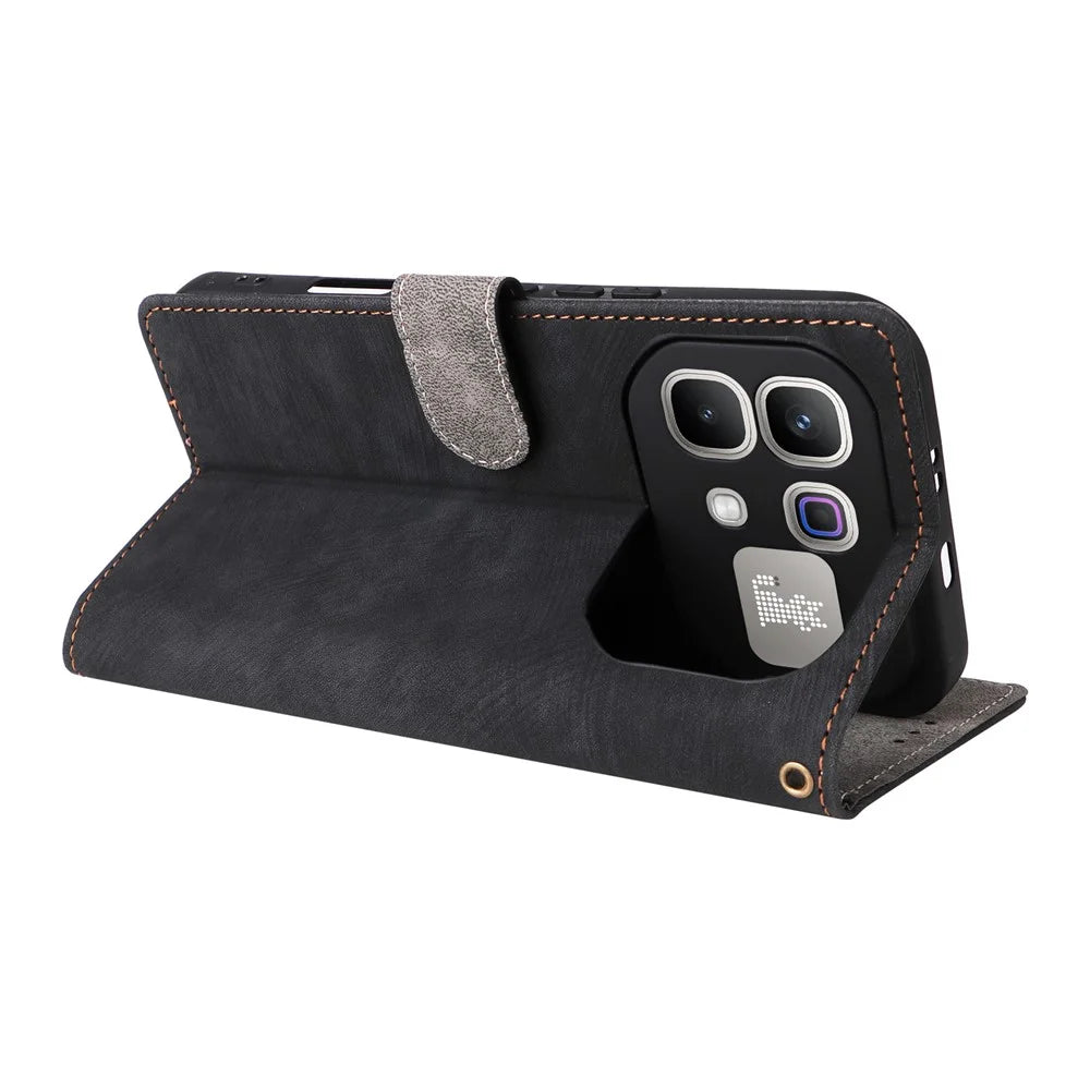For Infinix Note 60 5G / 60 Pro 5G Case Wallet RFID Blocking PU Leather Phone Cover Stand with Strap - Black - 5