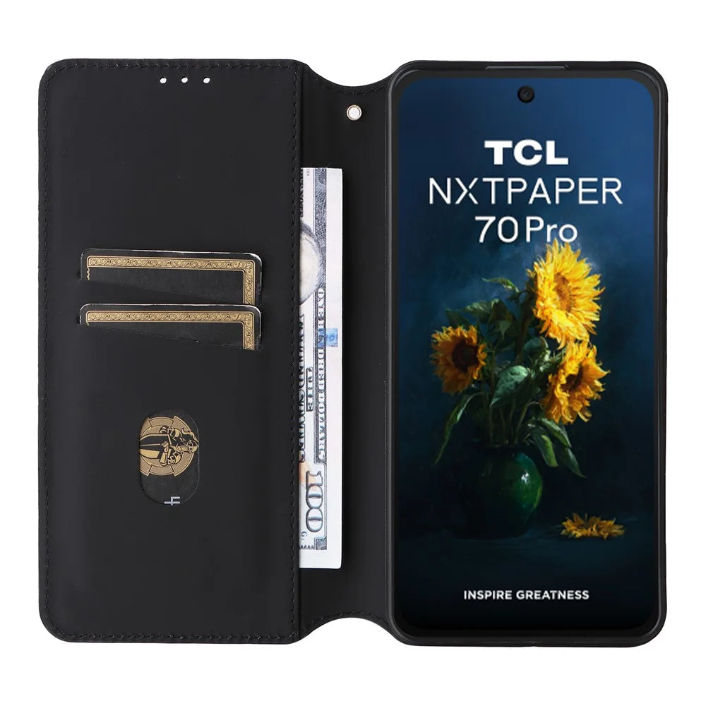For TCL NxtPaper 70 Pro 5G Case Wallet Rhombus Imprinted PU Leather Phone Cover - Red - 2