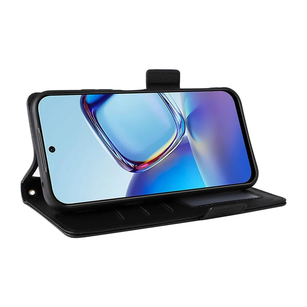 For ZTE Blade V80 Pro 4G / V80 Vita Case Litchi Texture Wallet Leather Phone Cover with Wrist Strap - Black - 3